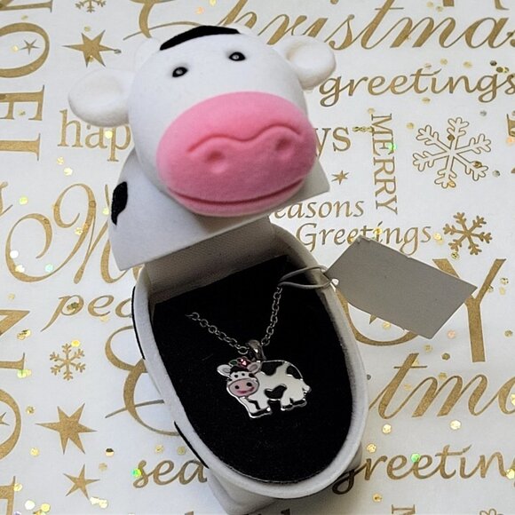 Cow Pendant Necklace in Cow Theme Keepsake Box - Picture 4 of 9